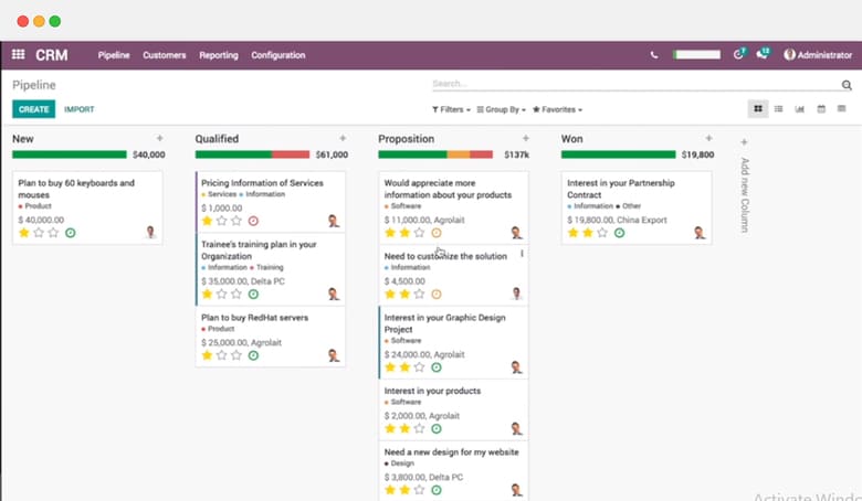 odoo crm features